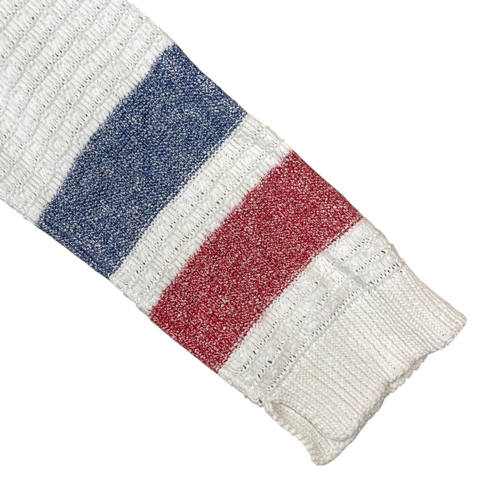 Zadig & Voltaire Women Knit Sweater Bea Openwork Striped White Cropped Size XS - Picture 8 of 15